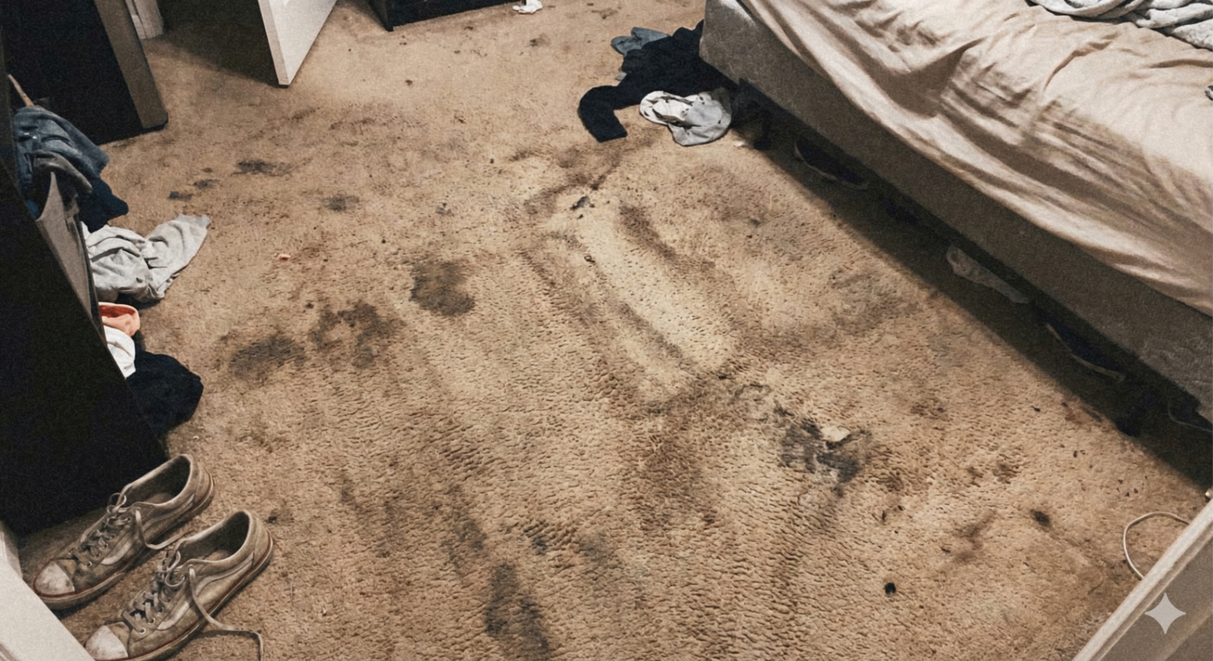 Bedroom Carpet - Deep Stain Removal — before