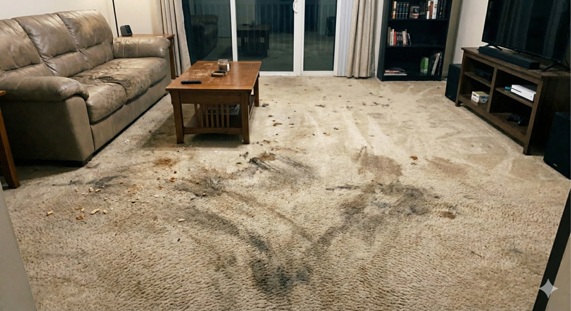 Living Room Carpet - Full Restoration — before