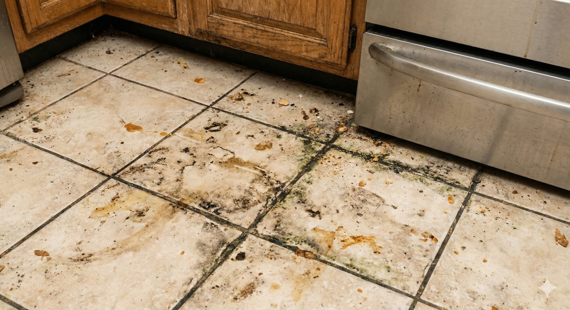 Kitchen Floor - Deep Grout Cleaning — before